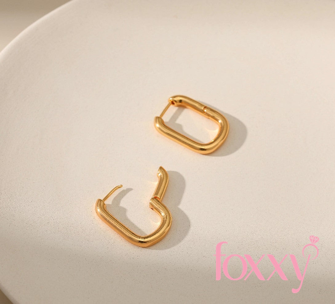 Retro U Shape Copper Gold Plated Hoop Earrings