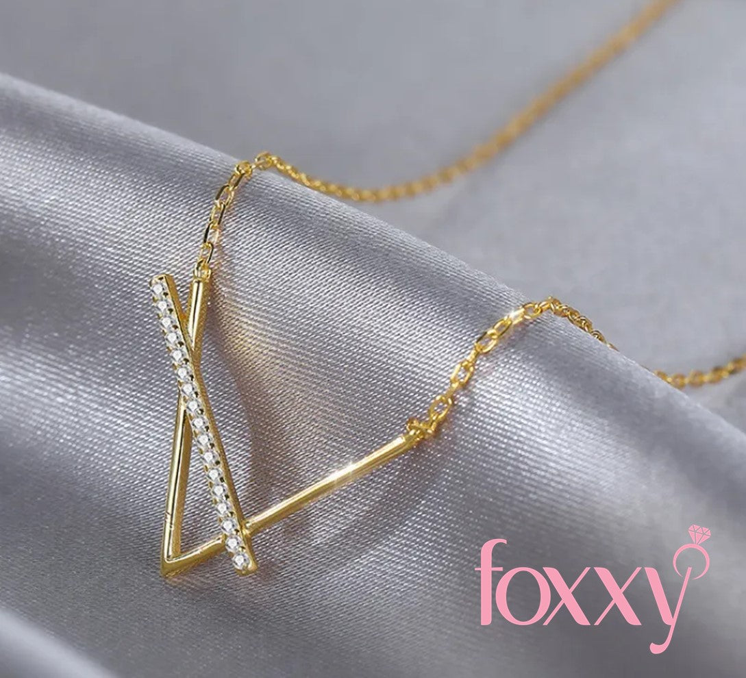 Fashion Simple Style Geometric Titanium Steel Rhinestone Metal Diamond Artificial Gemstones Necklace