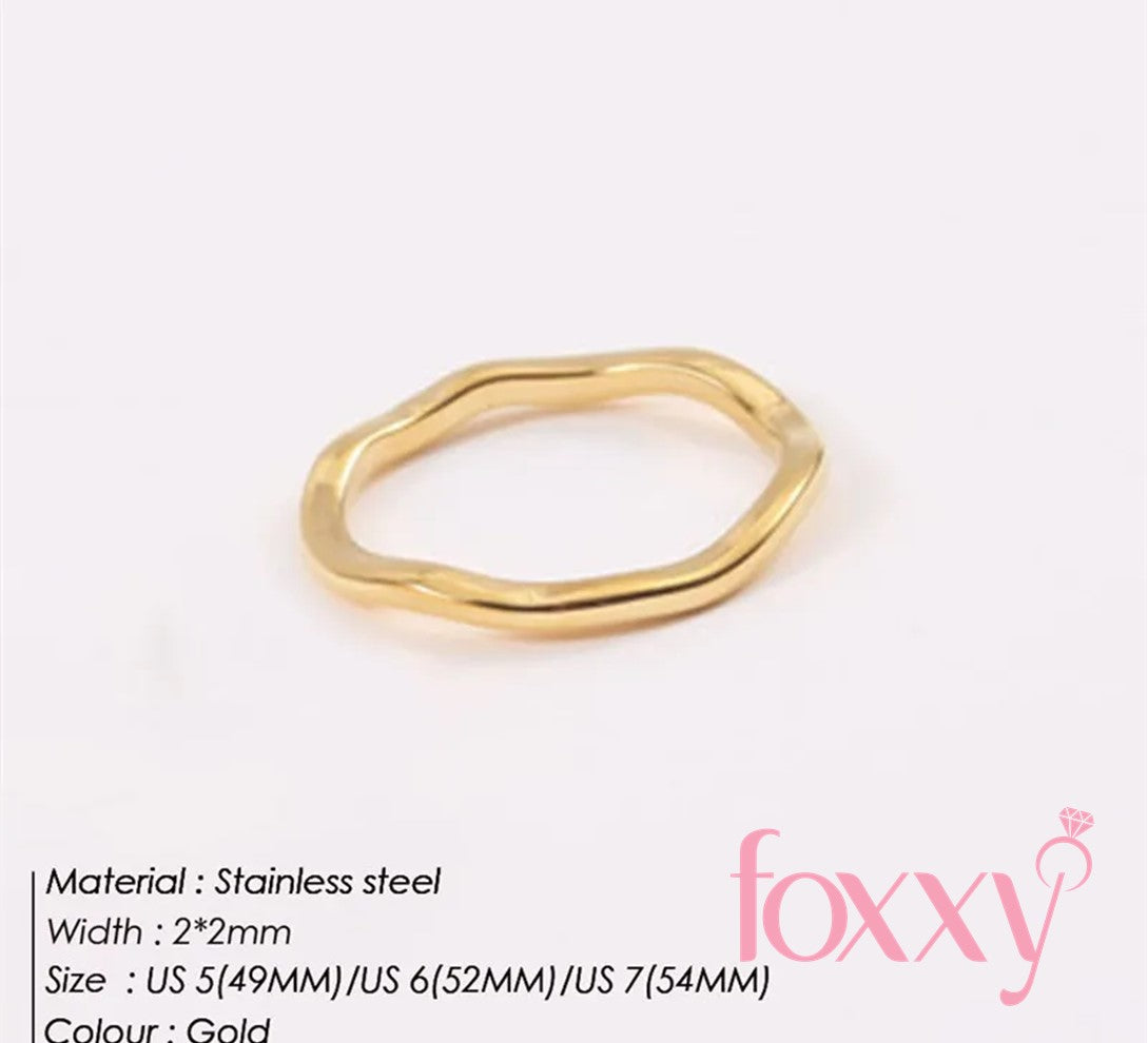 Lexie Dainty Trendy Stainless Steel Ring in 18K Gold Plating
