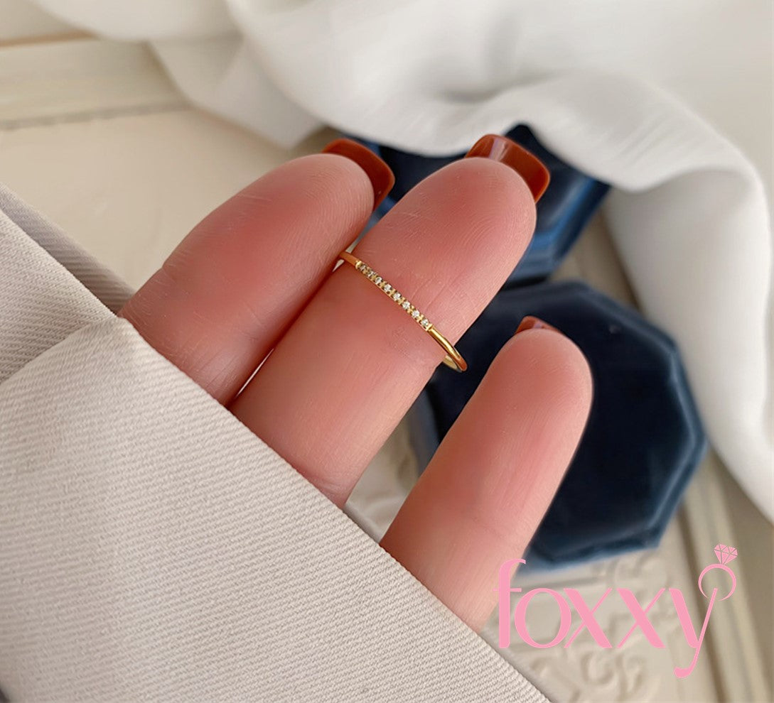 Simple Style Round Titanium Steel Gold Plated Artificial Diamond Rings