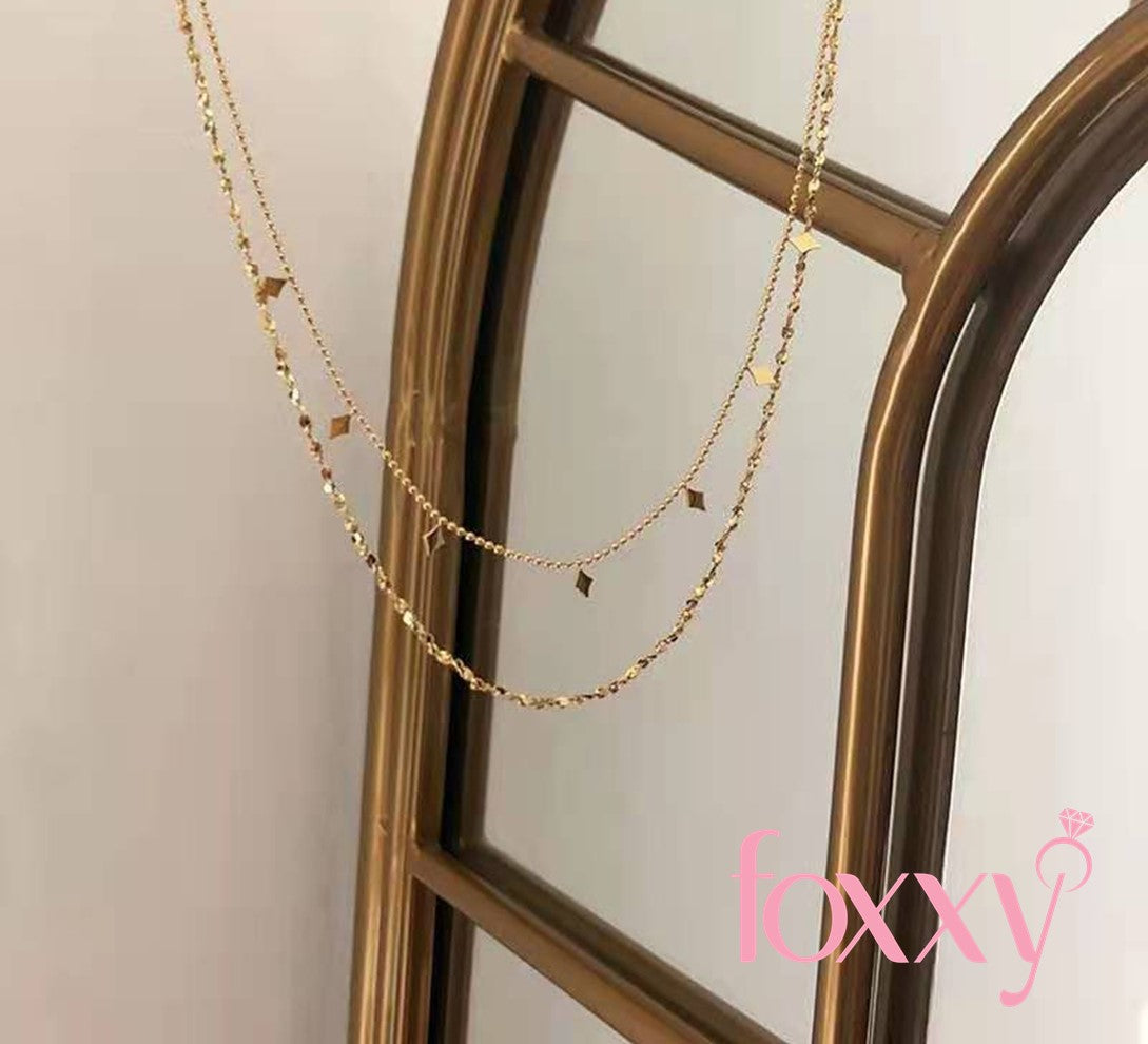 Fashion Rhombus Titanium Steel Plating Layered Necklace