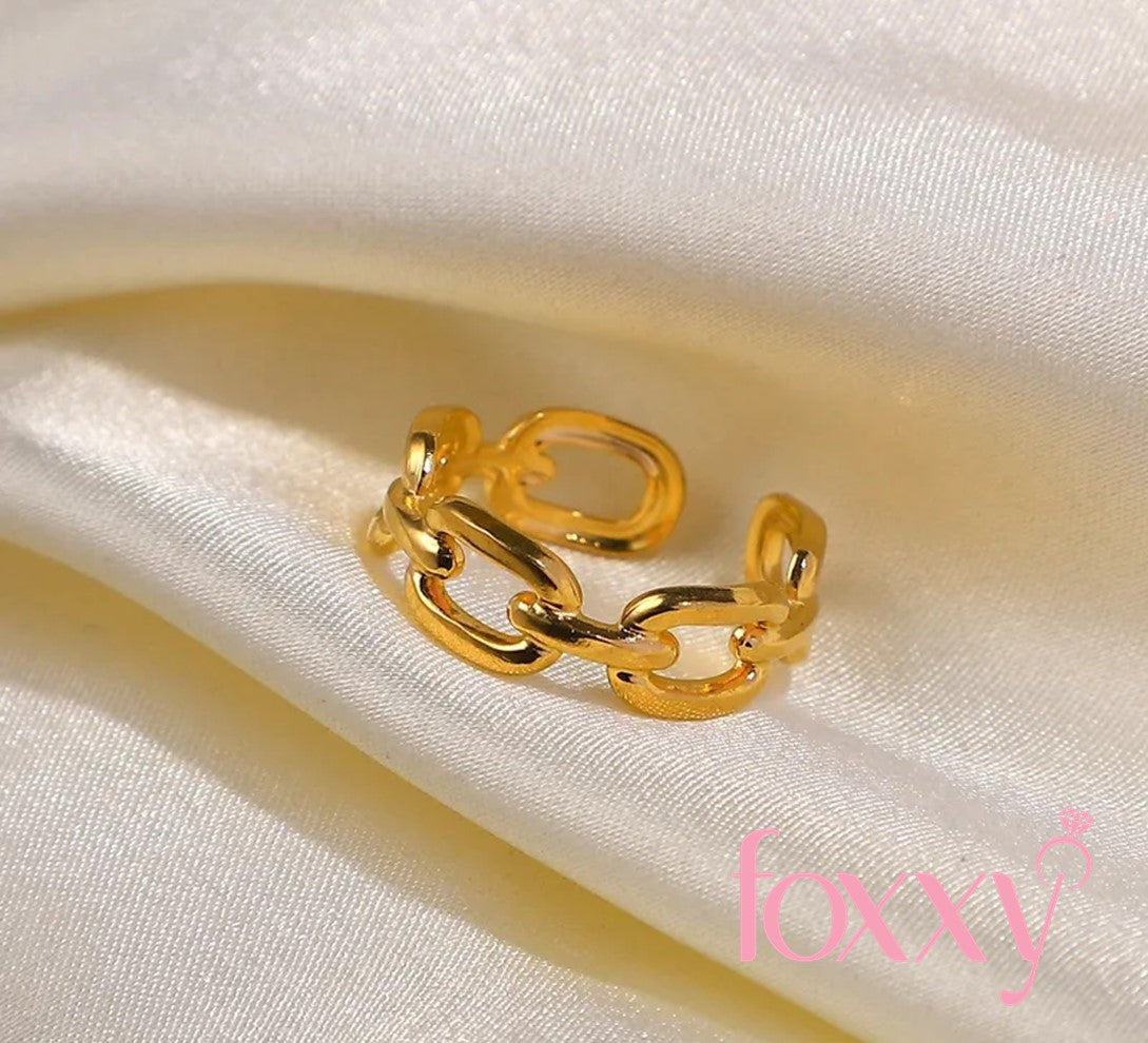 Gianna 18K Gold-Plated Stainless Steel Jewelry Buckle Chain Open Size Ring