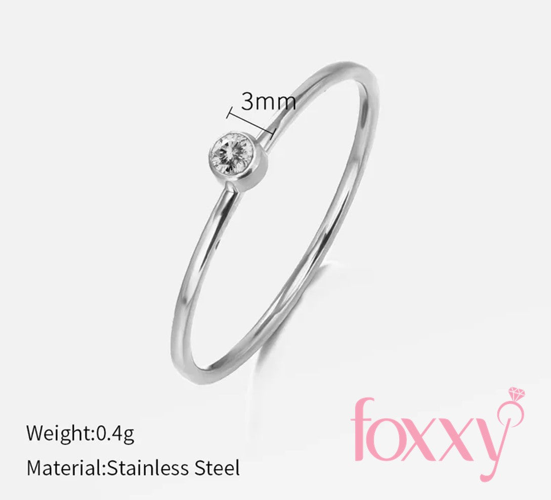 Simple Style Round Stainless Steel Plating Rhinestones Rings