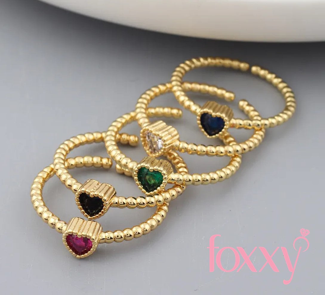 Fashion Heart Shape Copper Open Ring Plating Zircon Copper Rings