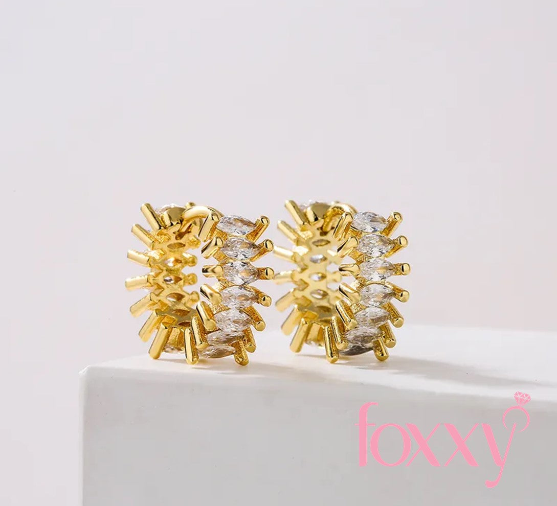 fashion geometric circle Copper Gold-Plated Micro Inlaid Zircon Earrings