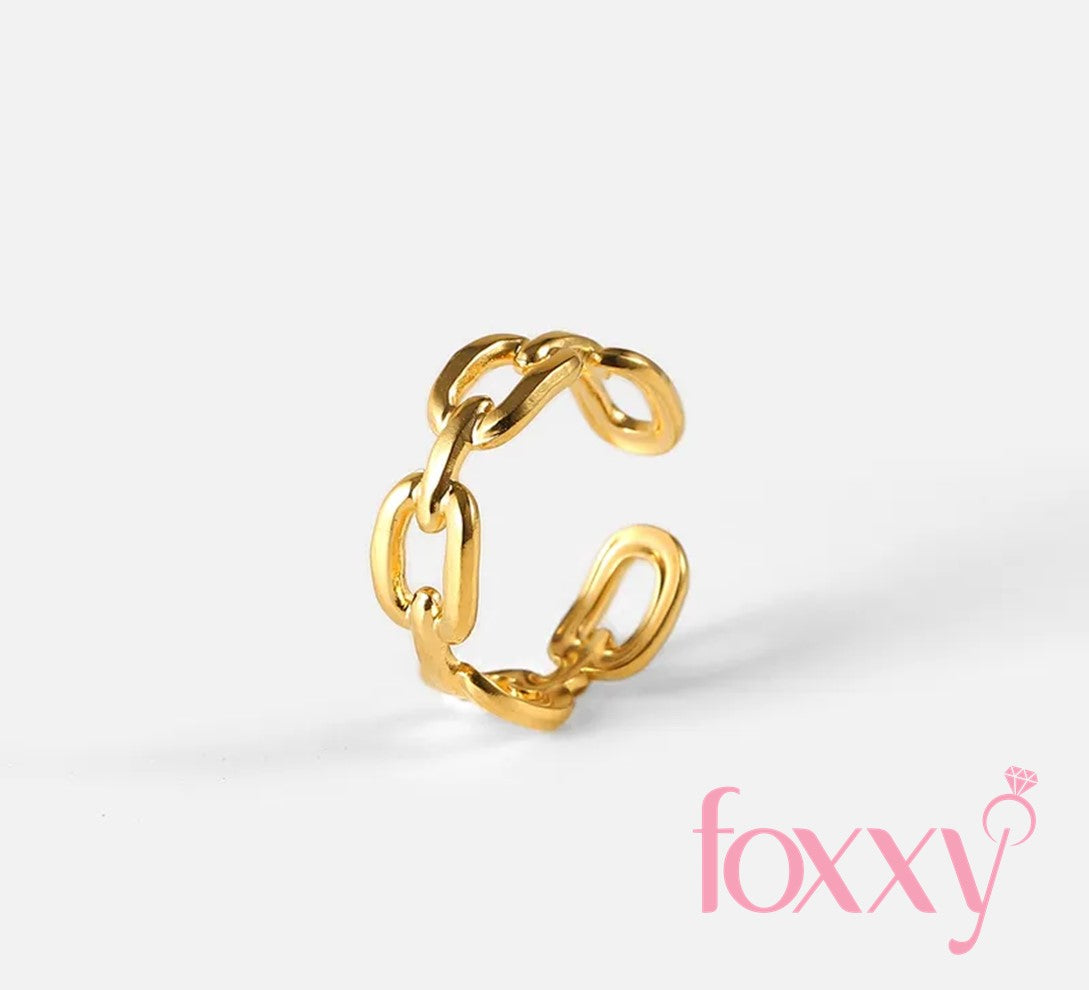 Gianna 18K Gold-Plated Stainless Steel Jewelry Buckle Chain Open Size Ring