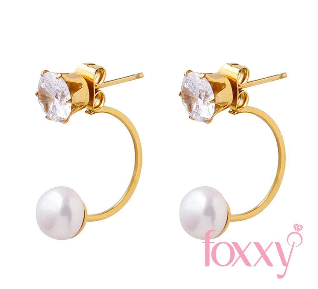 Fashion Geometric Titanium Steel Plating Artificial Pearls Zircon Earrings