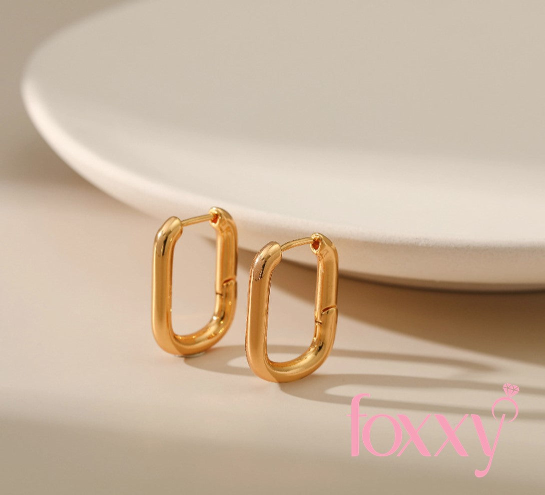 Retro U Shape Copper Gold Plated Hoop Earrings