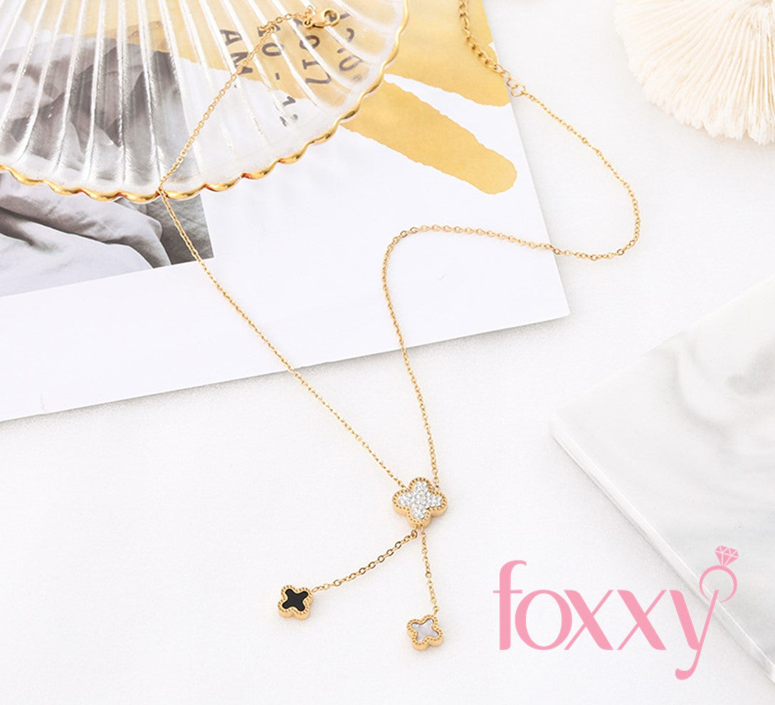 Elegant Fashion Flower Titanium Steel Plating Inlay Artificial Gemstones Necklace