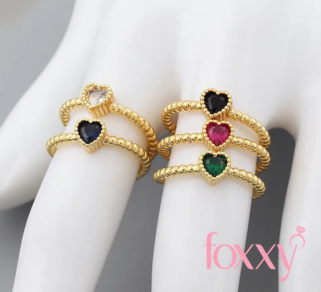 Fashion Heart Shape Copper Open Ring Plating Zircon Copper Rings