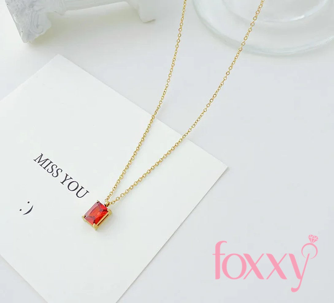 Elegant Square Stainless Steel Plating Rhinestones Pendant Necklace