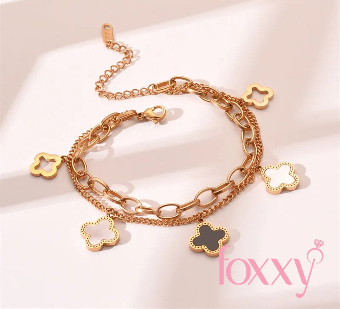 Fashion Four Leaf Clover Titanium Steel Plating Bracelets