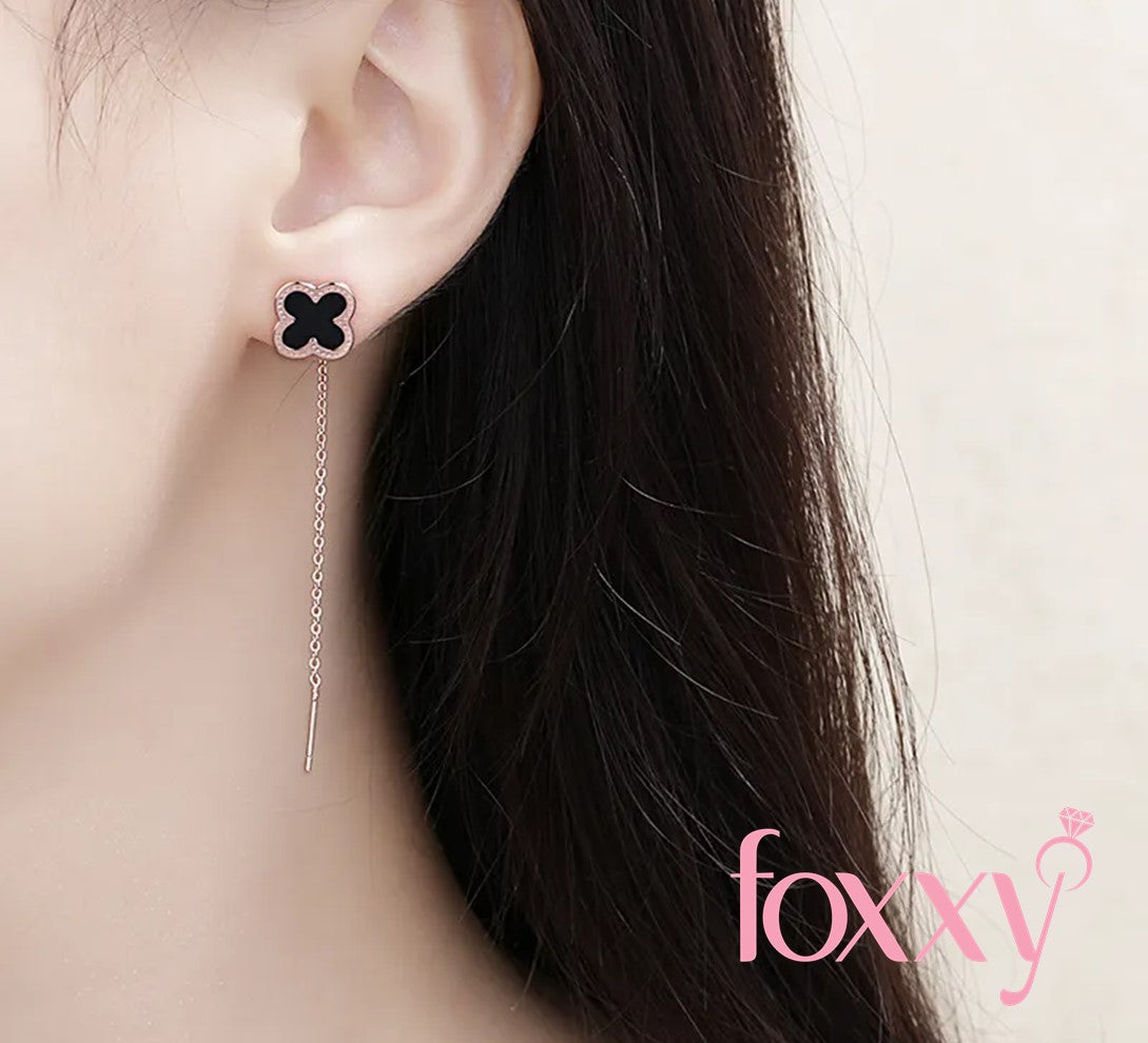 Elegant Four Leaf Clover Copper Gold Plated Earrings
