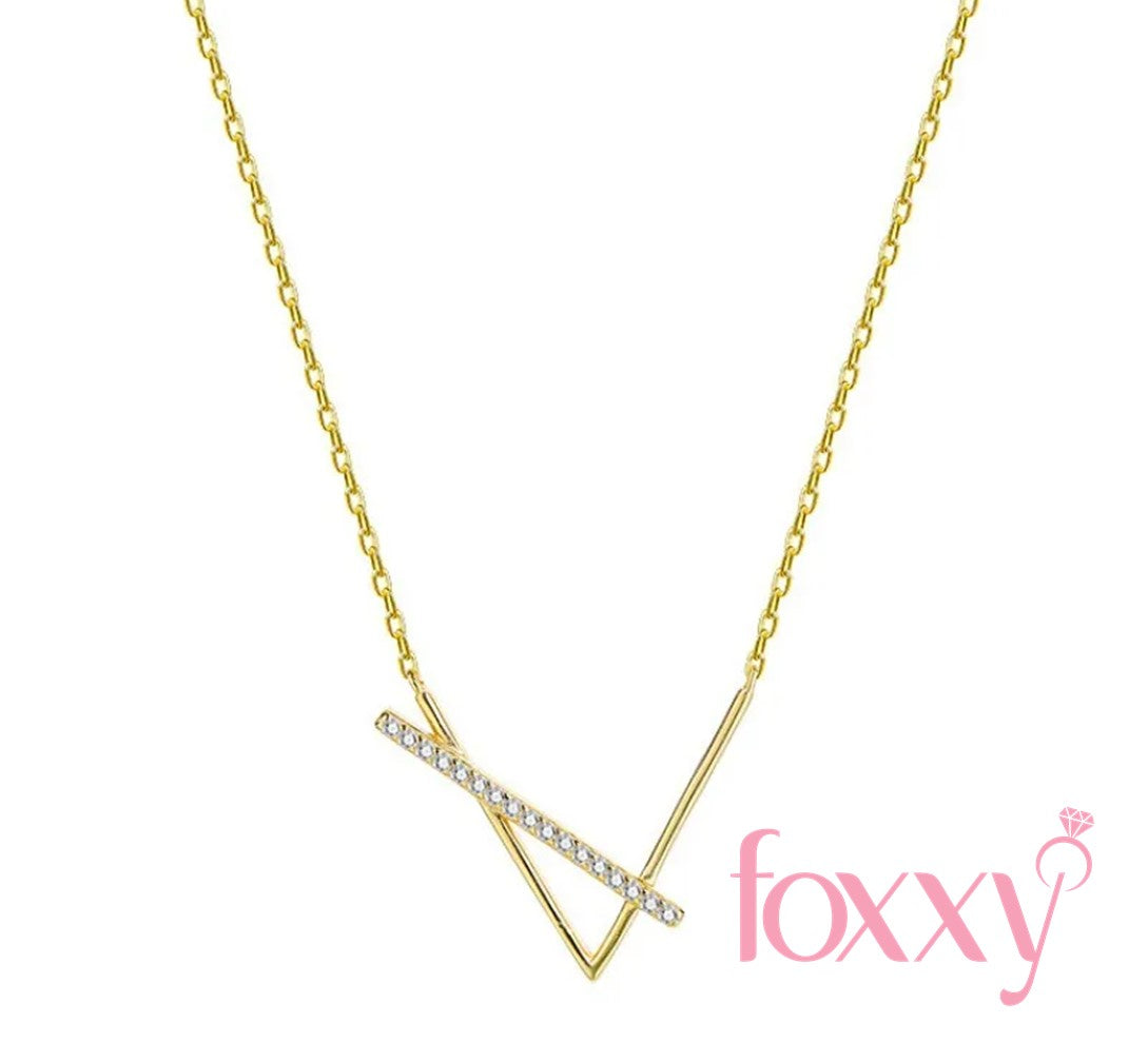 Fashion Simple Style Geometric Titanium Steel Rhinestone Metal Diamond Artificial Gemstones Necklace