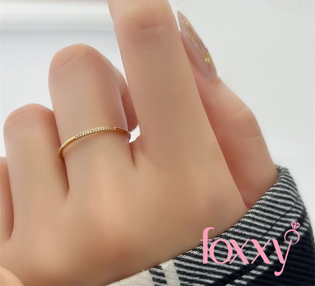 Simple Style Round Titanium Steel Gold Plated Artificial Diamond Rings