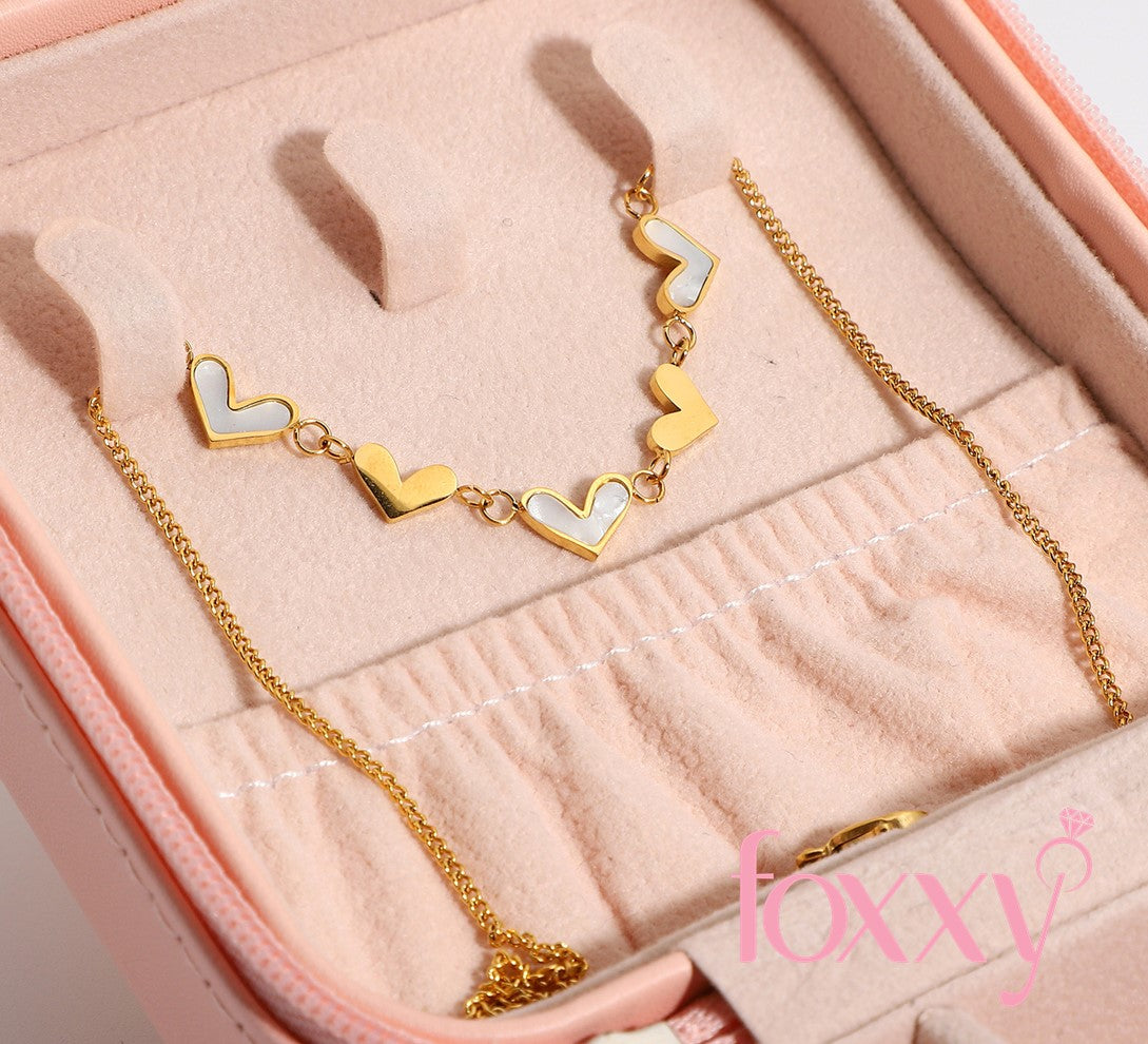 retro stainless steel white shell heart pendant necklace