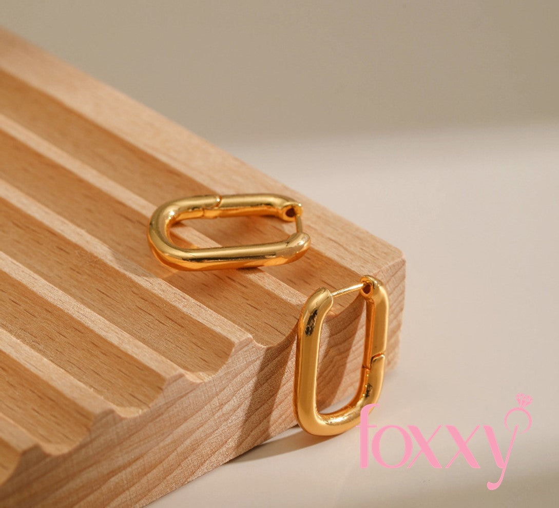 Retro U Shape Copper Gold Plated Hoop Earrings