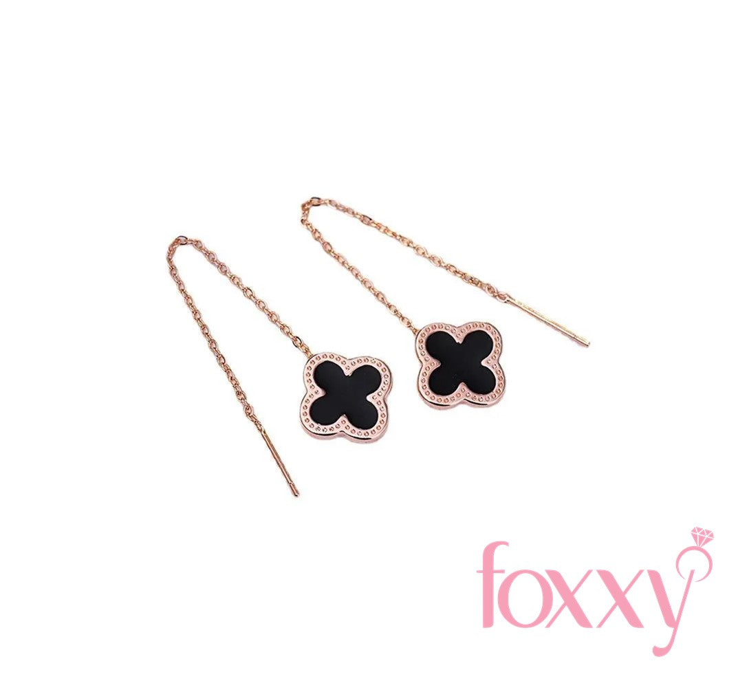 Elegant Four Leaf Clover Copper Gold Plated Earrings