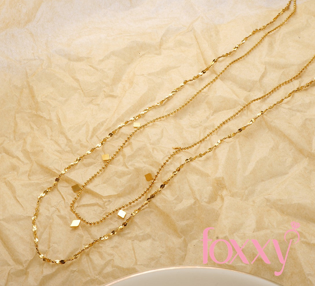 Fashion Rhombus Titanium Steel Plating Layered Necklace