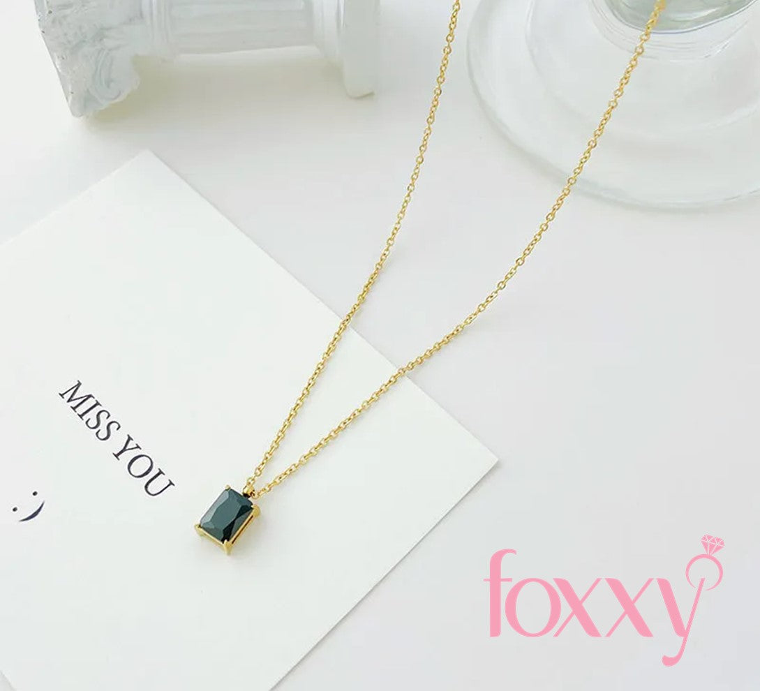 Elegant Square Stainless Steel Plating Rhinestones Pendant Necklace