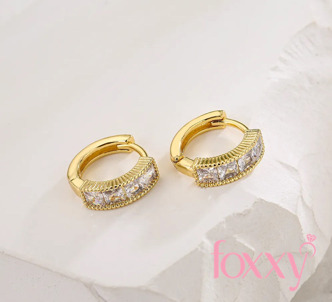 fashion geometric circle Copper Gold-Plated Micro Inlaid Zircon Earrings