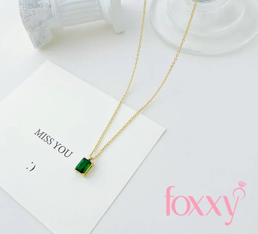 Elegant Square Stainless Steel Plating Rhinestones Pendant Necklace