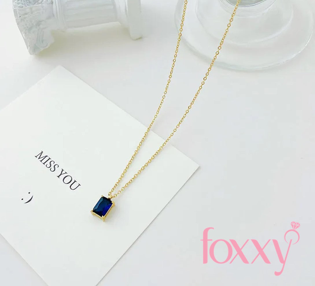 Elegant Square Stainless Steel Plating Rhinestones Pendant Necklace