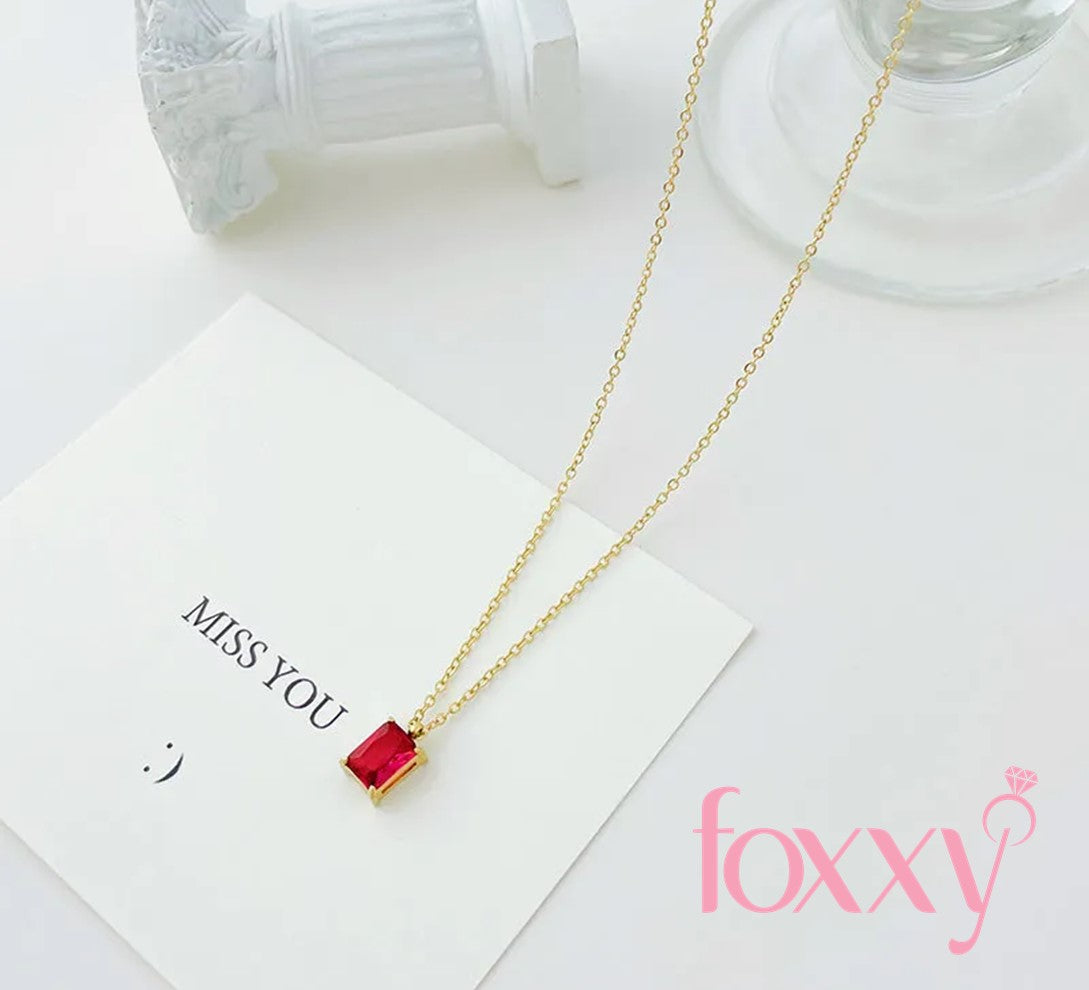 Elegant Square Stainless Steel Plating Rhinestones Pendant Necklace